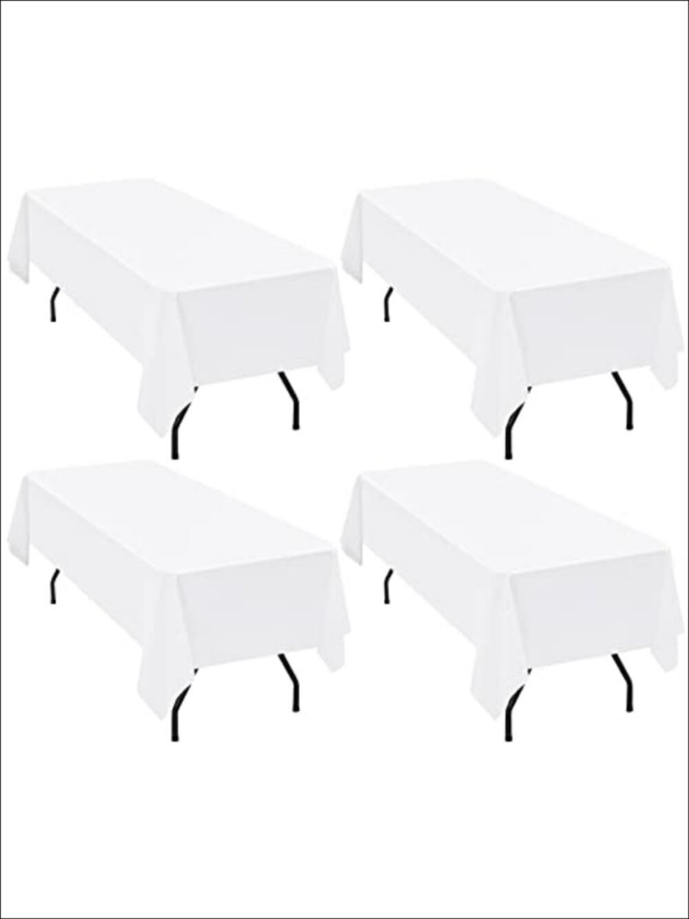 4 Pack Polyester Tablecloth 60x102 for 6 Foot Rectangle Tables Washable